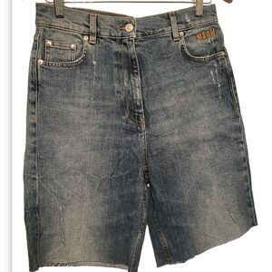 MSGM Womens Blue Denim Cut Off shorts Raw Hem Size 40 US 4 Made in Italy